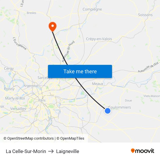 La Celle-Sur-Morin to Laigneville map