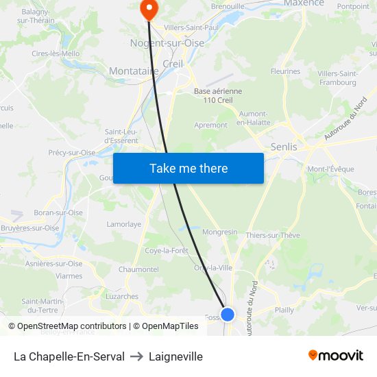 La Chapelle-En-Serval to Laigneville map