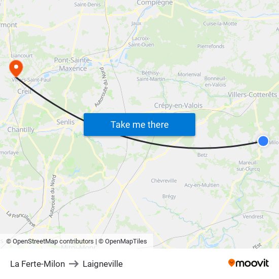 La Ferte-Milon to Laigneville map
