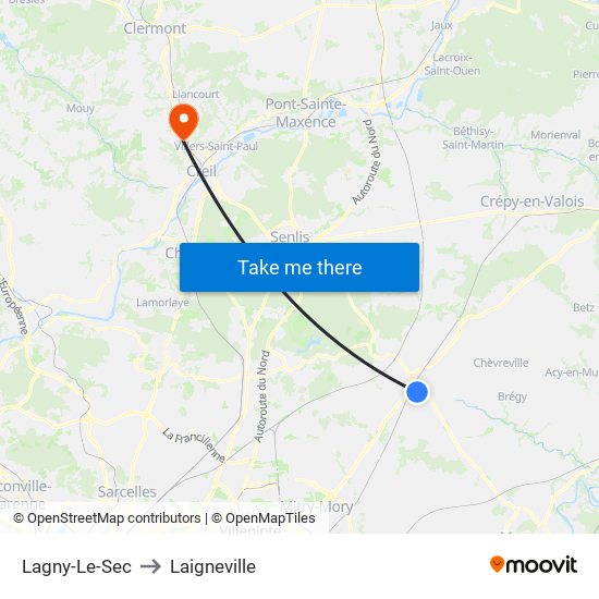 Lagny-Le-Sec to Laigneville map