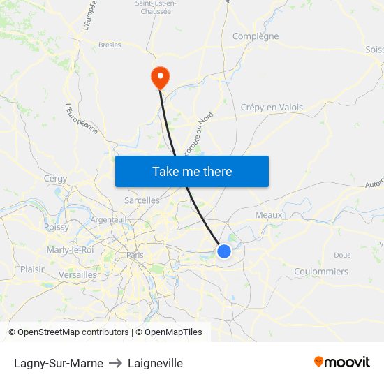 Lagny-Sur-Marne to Laigneville map