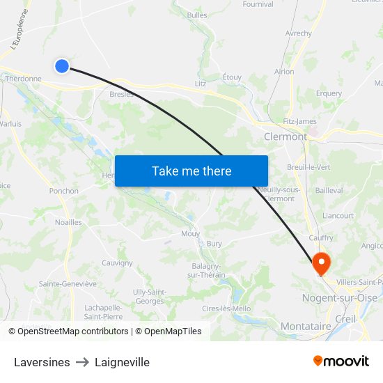 Laversines to Laigneville map