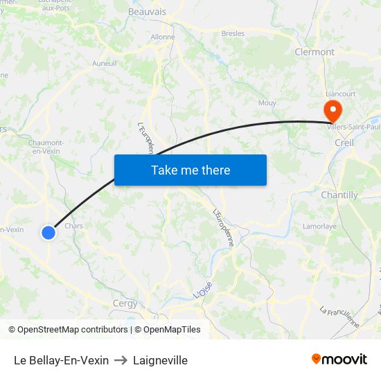 Le Bellay-En-Vexin to Laigneville map