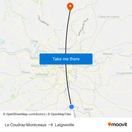 Le Coudray-Montceaux to Laigneville map