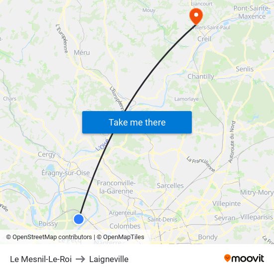 Le Mesnil-Le-Roi to Laigneville map