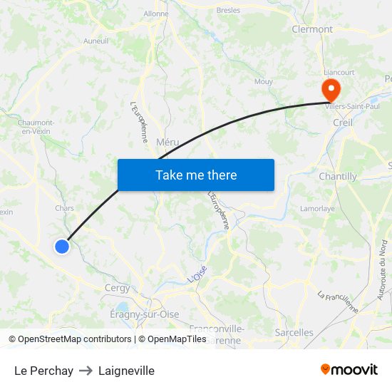 Le Perchay to Laigneville map