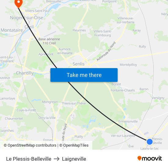 Le Plessis-Belleville to Laigneville map