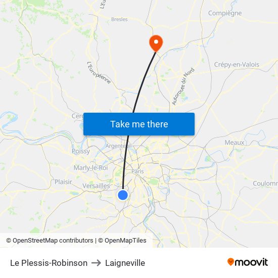 Le Plessis-Robinson to Laigneville map