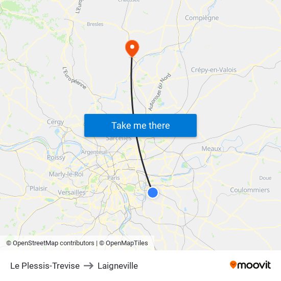Le Plessis-Trevise to Laigneville map