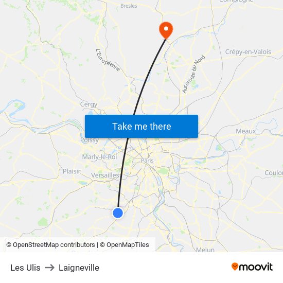 Les Ulis to Laigneville map