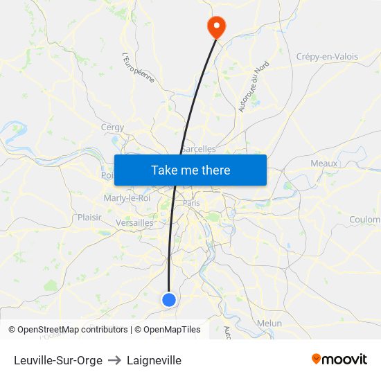 Leuville-Sur-Orge to Laigneville map