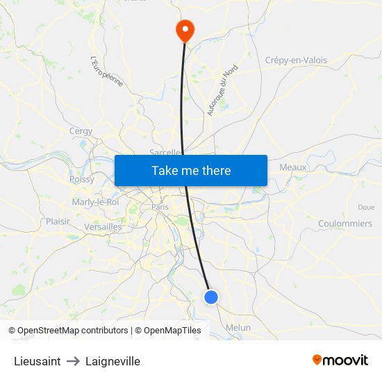 Lieusaint to Laigneville map