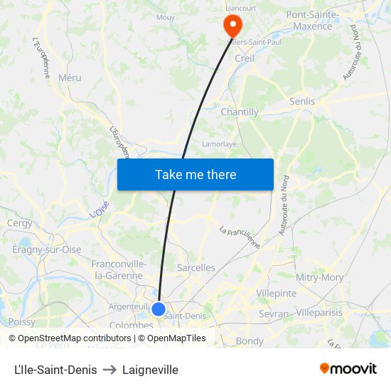 L'Ile-Saint-Denis to Laigneville map