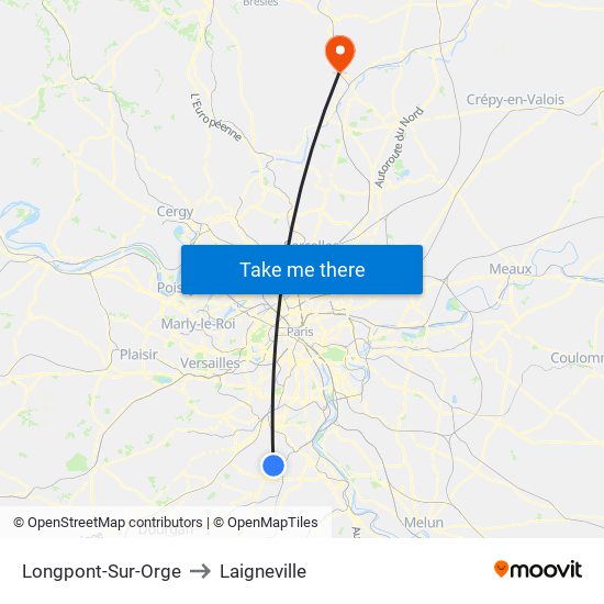 Longpont-Sur-Orge to Laigneville map
