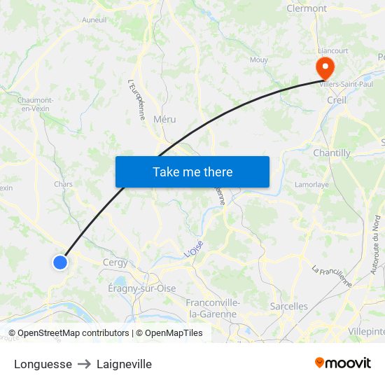 Longuesse to Laigneville map