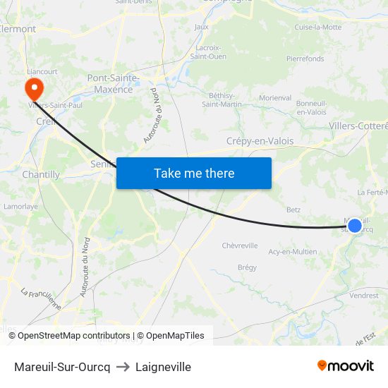 Mareuil-Sur-Ourcq to Laigneville map