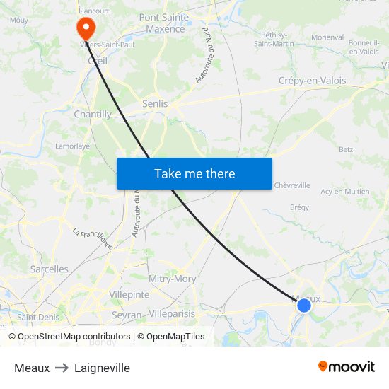 Meaux to Laigneville map