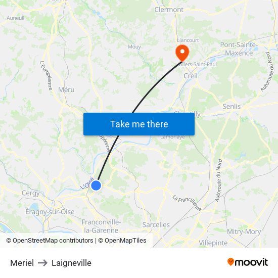 Meriel to Laigneville map