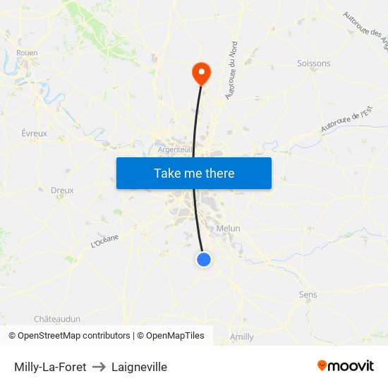 Milly-La-Foret to Laigneville map