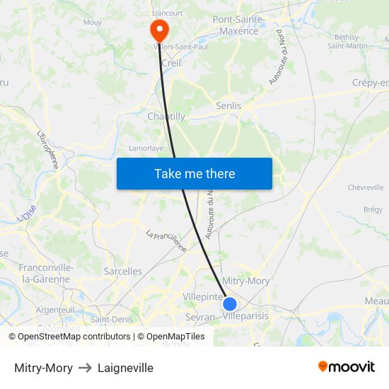 Mitry-Mory to Laigneville map