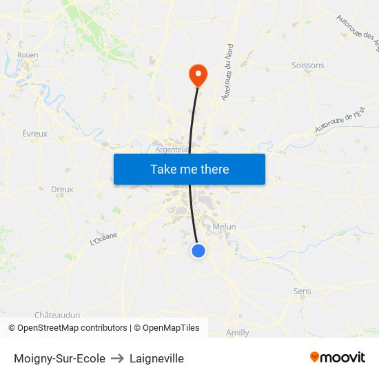 Moigny-Sur-Ecole to Laigneville map
