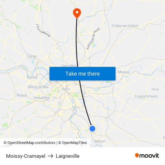 Moissy-Cramayel to Laigneville map