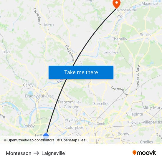 Montesson to Laigneville map