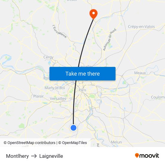 Montlhery to Laigneville map