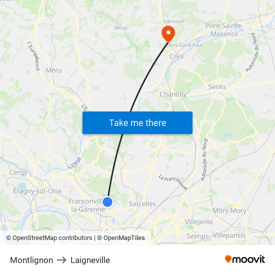 Montlignon to Laigneville map