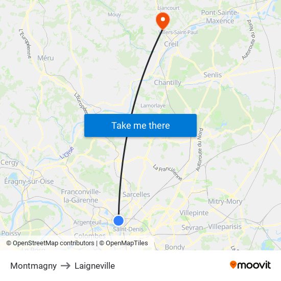 Montmagny to Laigneville map