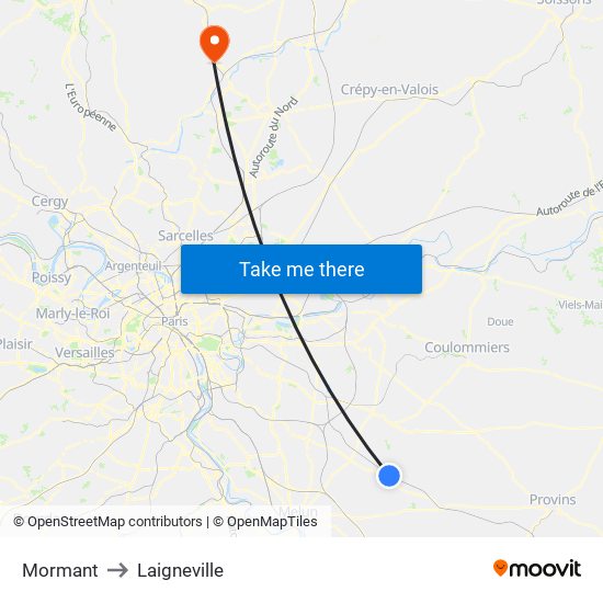 Mormant to Laigneville map