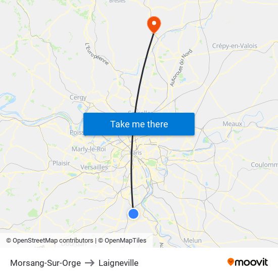 Morsang-Sur-Orge to Laigneville map