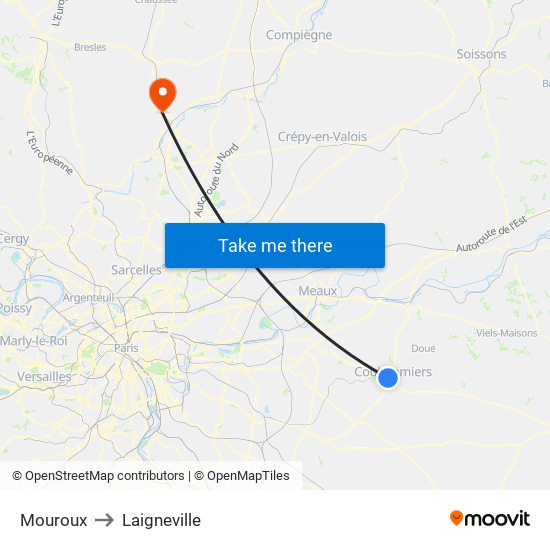 Mouroux to Laigneville map