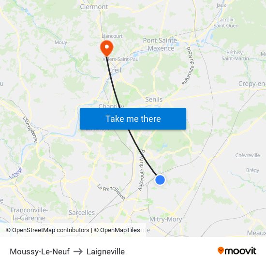 Moussy-Le-Neuf to Laigneville map