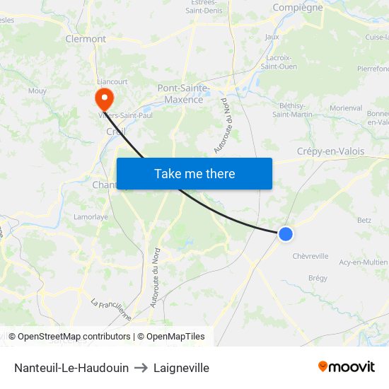 Nanteuil-Le-Haudouin to Laigneville map