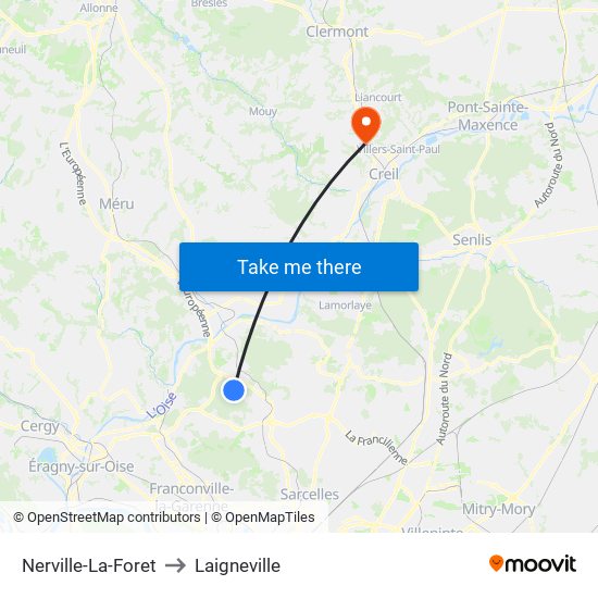Nerville-La-Foret to Laigneville map