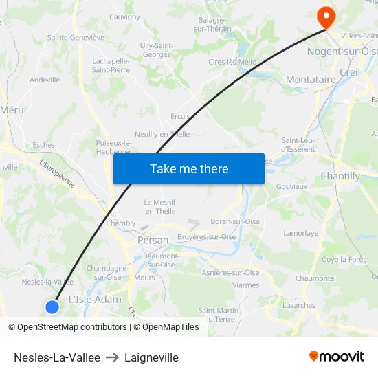 Nesles-La-Vallee to Laigneville map