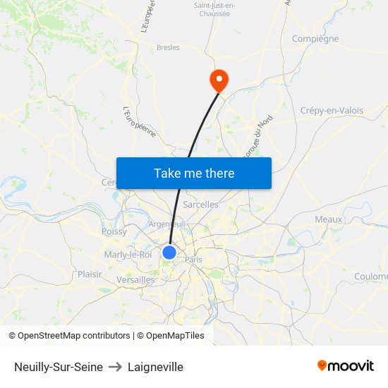 Neuilly-Sur-Seine to Laigneville map