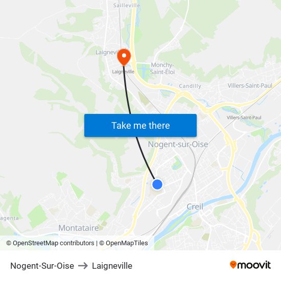 Nogent-Sur-Oise to Laigneville map