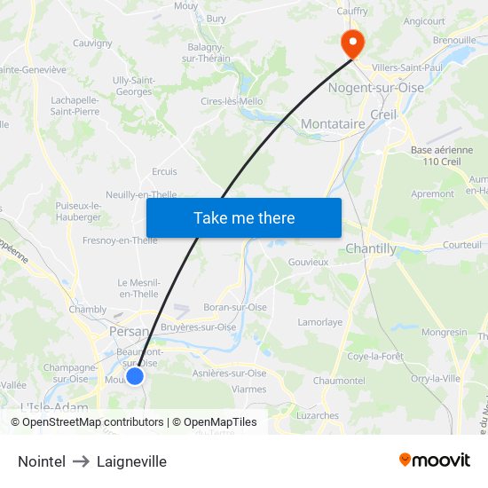 Nointel to Laigneville map