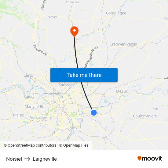Noisiel to Laigneville map
