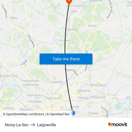 Noisy-Le-Sec to Laigneville map