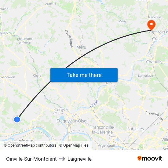 Oinville-Sur-Montcient to Laigneville map