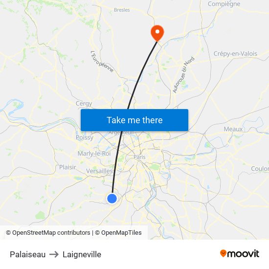 Palaiseau to Laigneville map