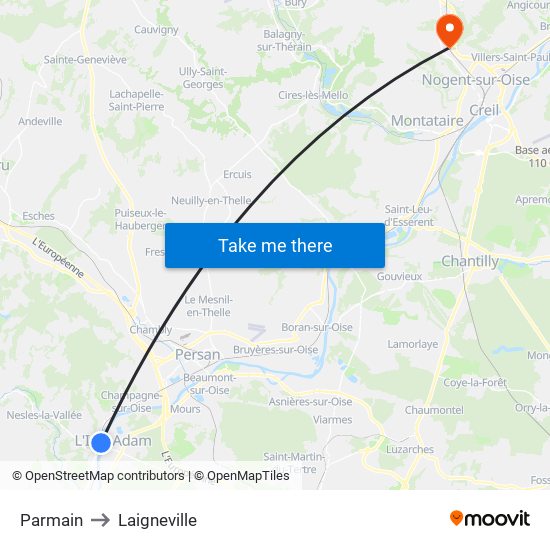 Parmain to Laigneville map