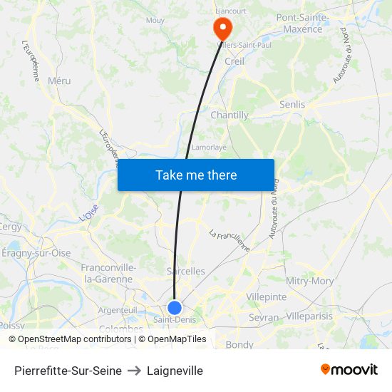 Pierrefitte-Sur-Seine to Laigneville map