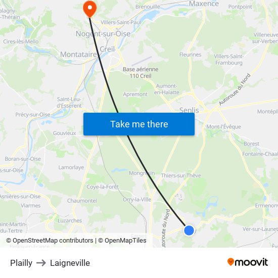 Plailly to Laigneville map