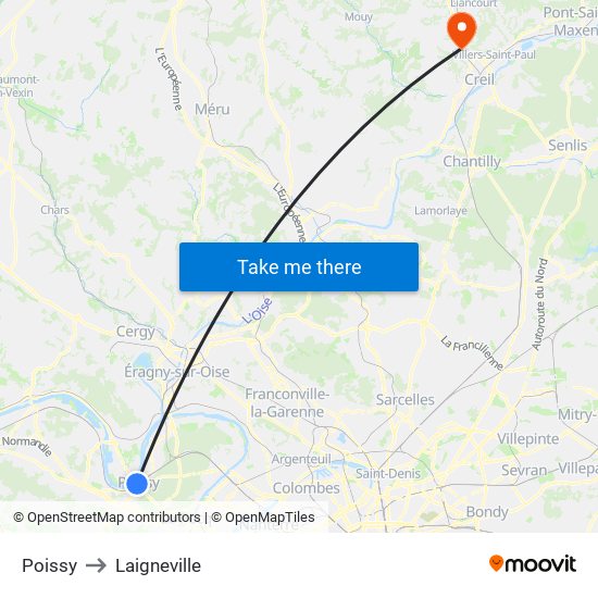 Poissy to Laigneville map