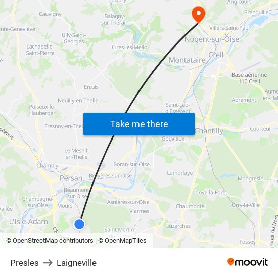 Presles to Laigneville map