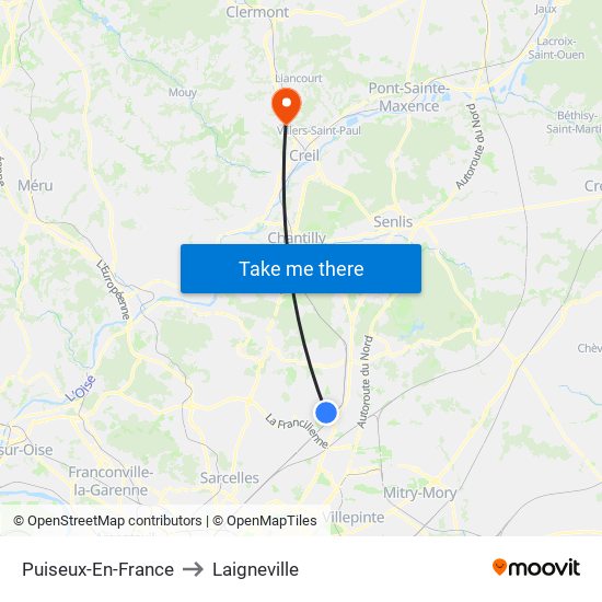 Puiseux-En-France to Laigneville map